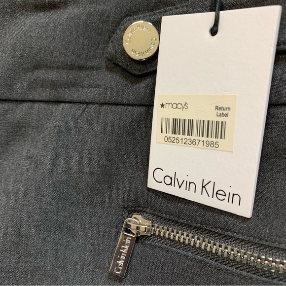 Calvin Klein NWT Size 4 Gray Straight Slim Tapered Leg Slacks Rivets & Zippers - Picture 6 of 10